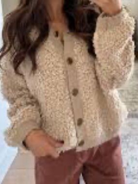 VICI Cream Loop-Textured Knit Top